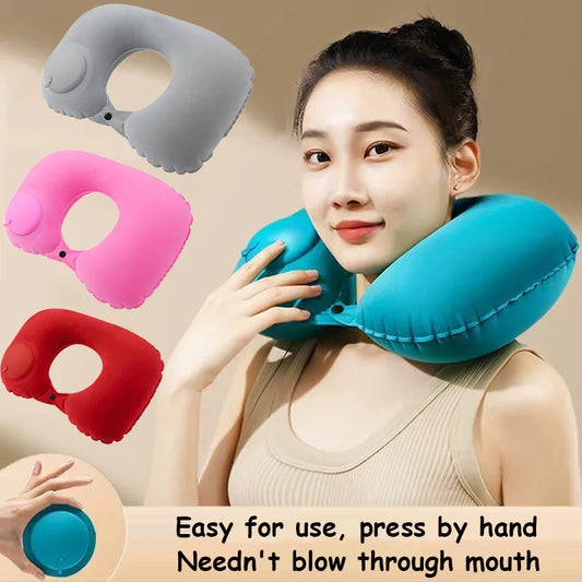 Travel Neck Pillow Inflatable Airplane Pillow U-shaped Cervical Orthopedic Protection Pillow Outdoor Portable Foldable Pillow