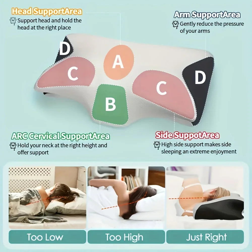 Ergonomic Cervical Pillow Suitable for Back Side Sleeper Breathable Ideal for Parents and Senior Comfortable Neck Support Pillow