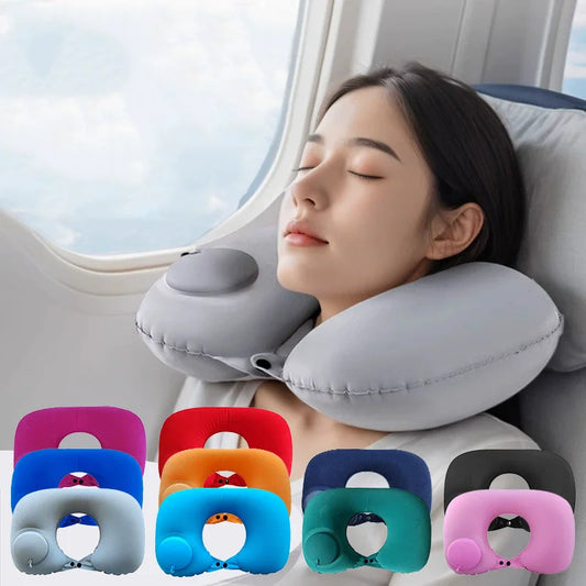 Travel Neck Pillow Inflatable Airplane Pillow U-shaped Cervical Orthopedic Protection Pillow Outdoor Portable Foldable Pillow
