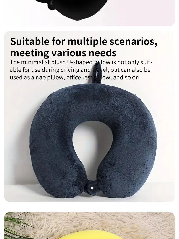 Simple Plush U-shaped Pillow Driving Travel Neck Pillow Nap Pillow Comfortable to Relieve Fatigue