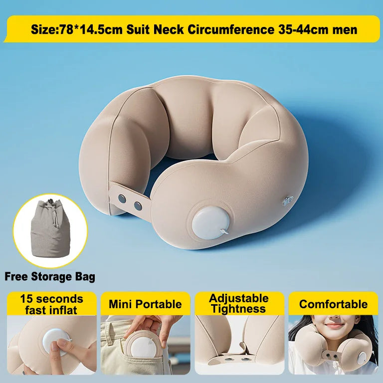 Travel Neck Pillow Inflatable Airplane Pillow U-shaped Cervical Orthopedic Protection Pillow Outdoor Portable Foldable Pillow