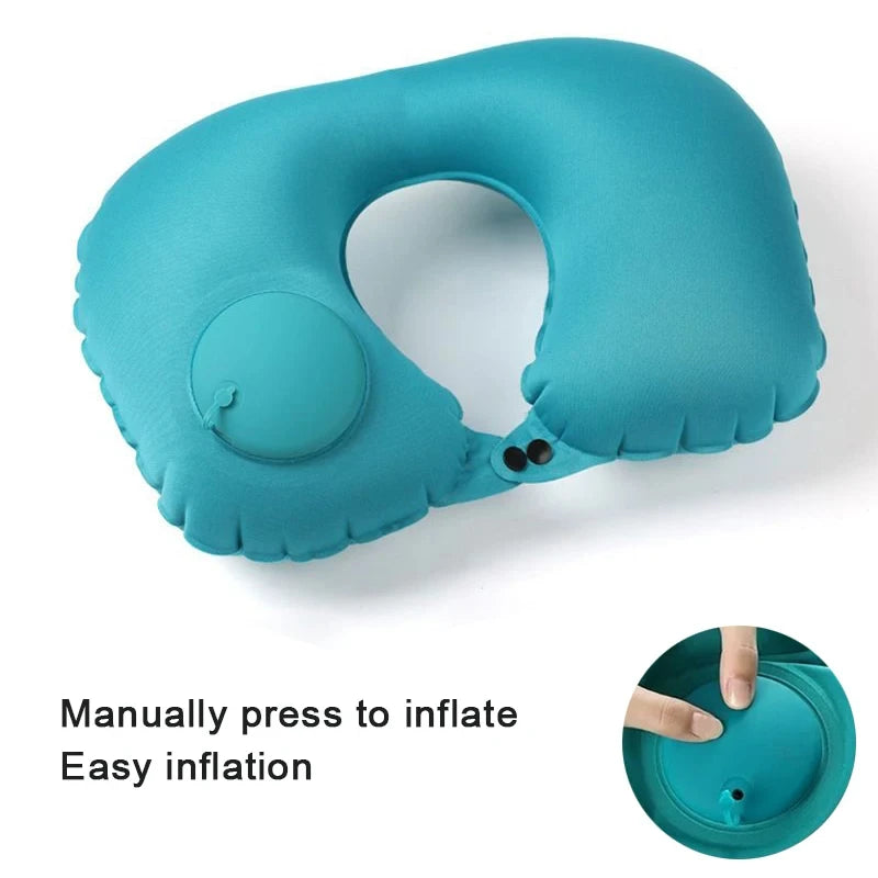 Travel Neck Pillow Inflatable Airplane Pillow U-shaped Cervical Orthopedic Protection Pillow Outdoor Portable Foldable Pillow
