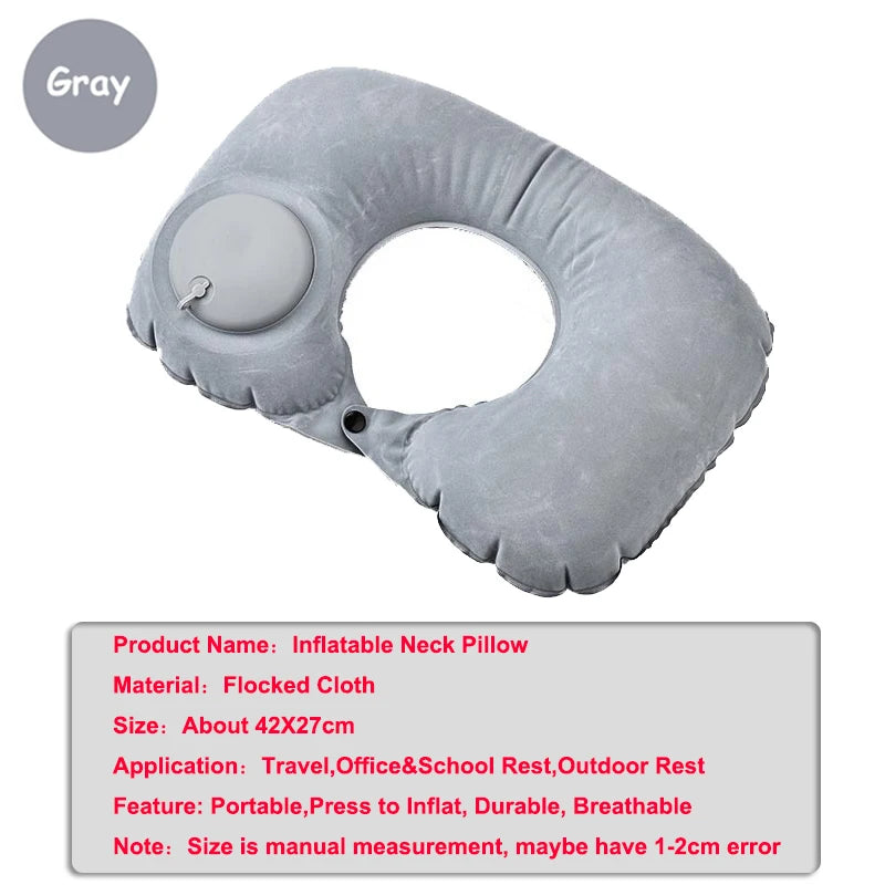 Travel Neck Pillow Inflatable Airplane Pillow U-shaped Cervical Orthopedic Protection Pillow Outdoor Portable Foldable Pillow