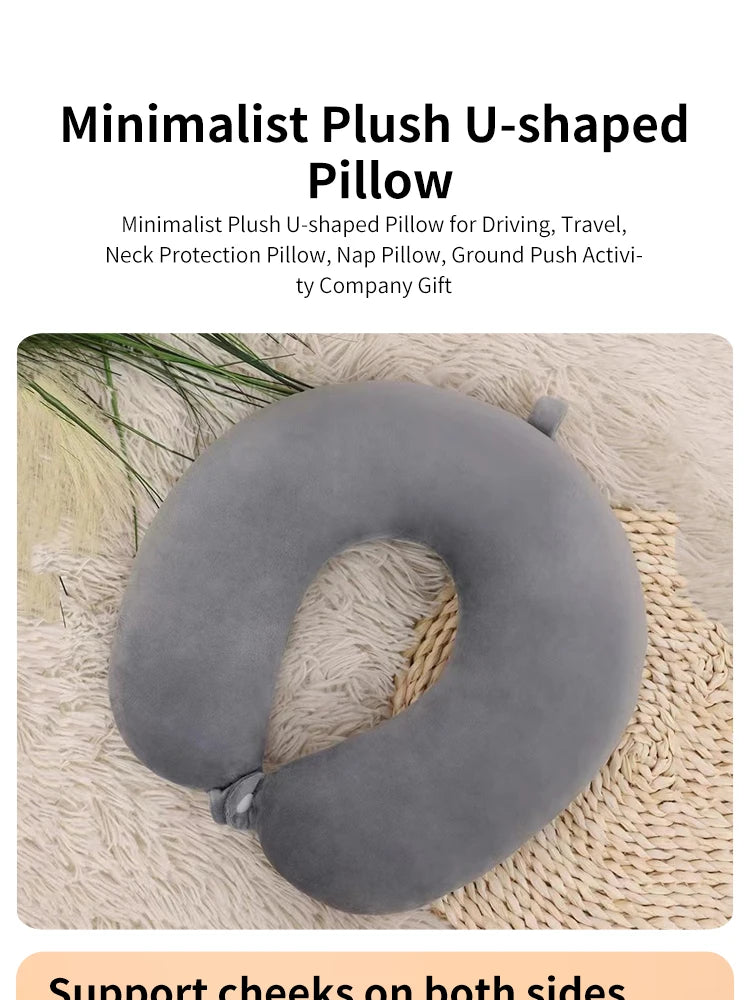 Simple Plush U-shaped Pillow Driving Travel Neck Pillow Nap Pillow Comfortable to Relieve Fatigue