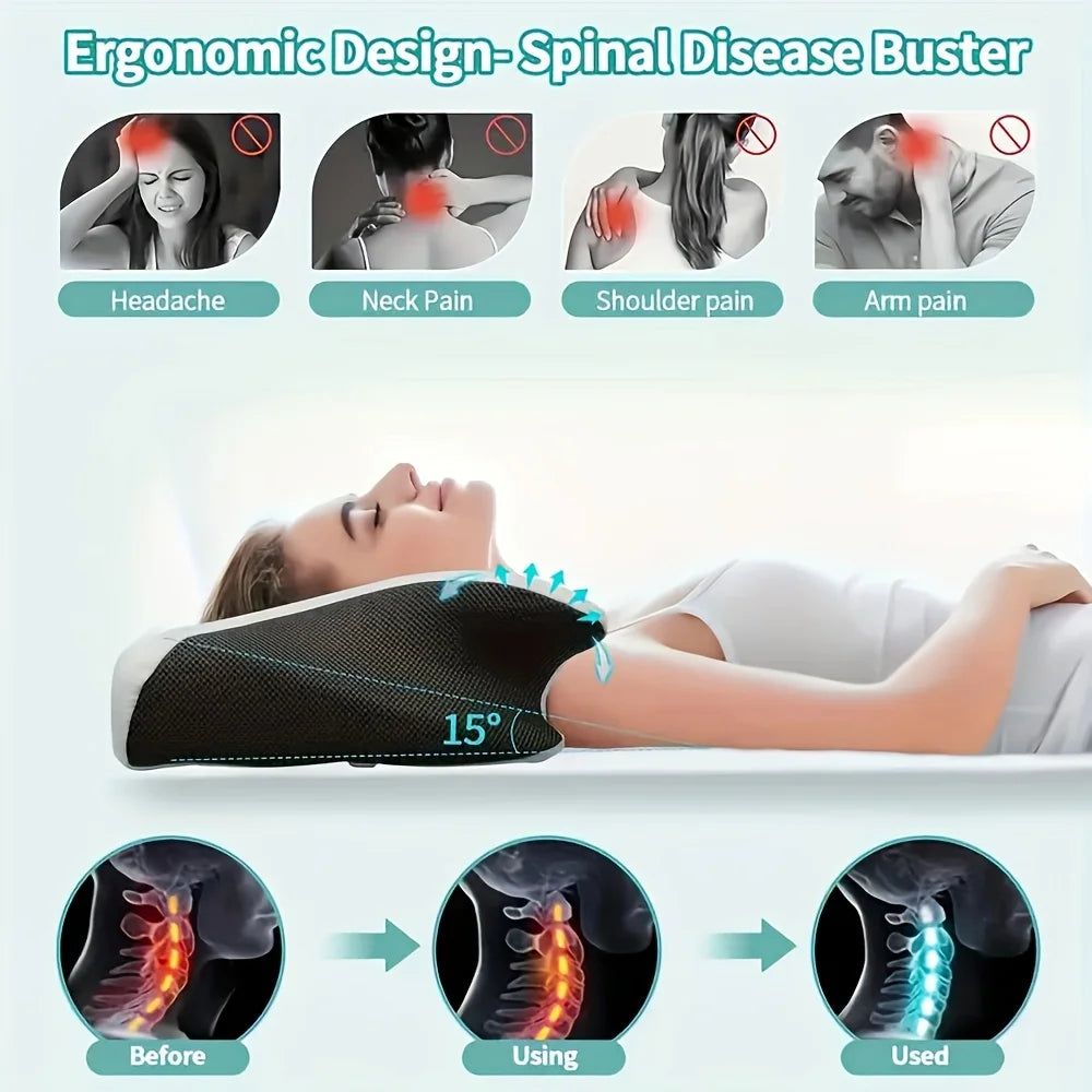 Ergonomic Cervical Pillow Suitable for Back Side Sleeper Breathable Ideal for Parents and Senior Comfortable Neck Support Pillow
